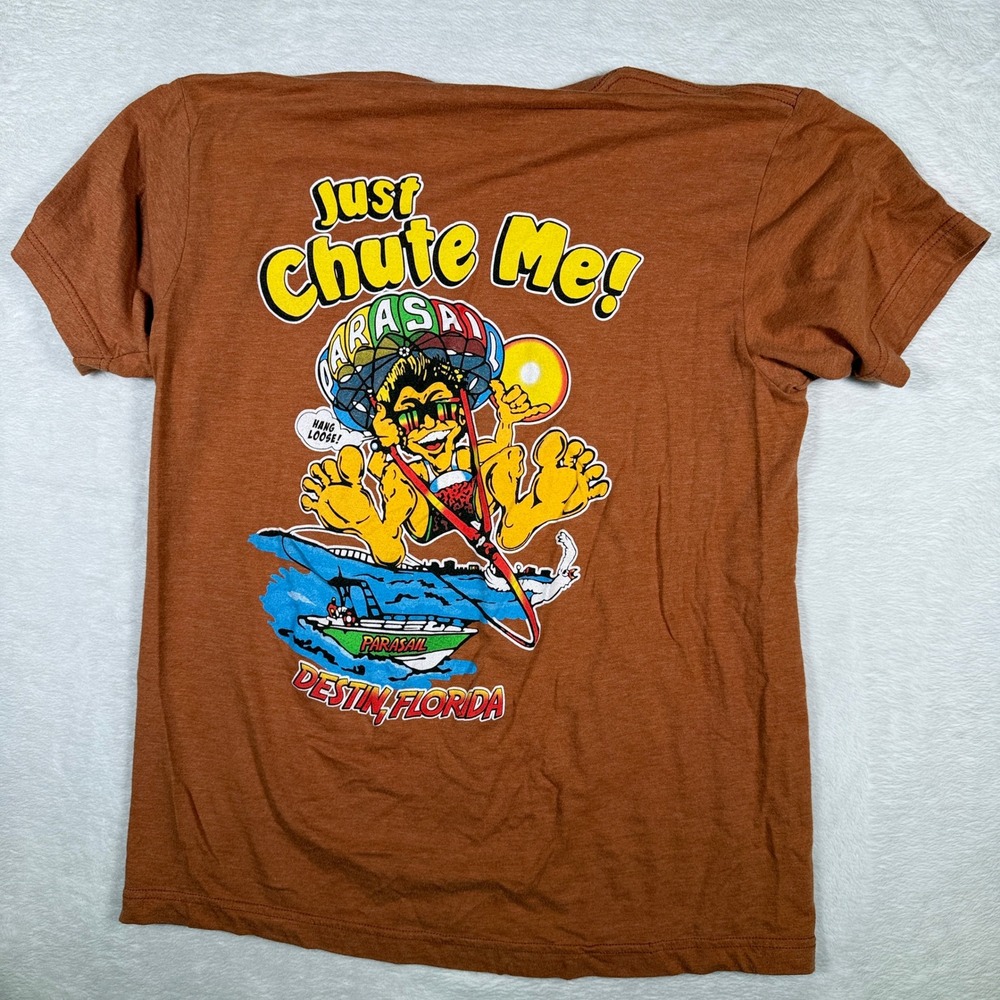 Tultex Just Chute Me Destin Florida Parasail Graphic T Shirt Mens Medium - Picture 2 of 6